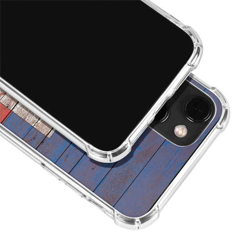 Haiti Flag Dark Wood iPhone 14 Plus Clear Case